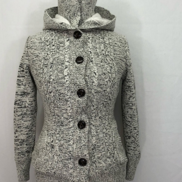 Chunky Knit Sherpa Lined Hooded Jacket - Picture 3 of 5
